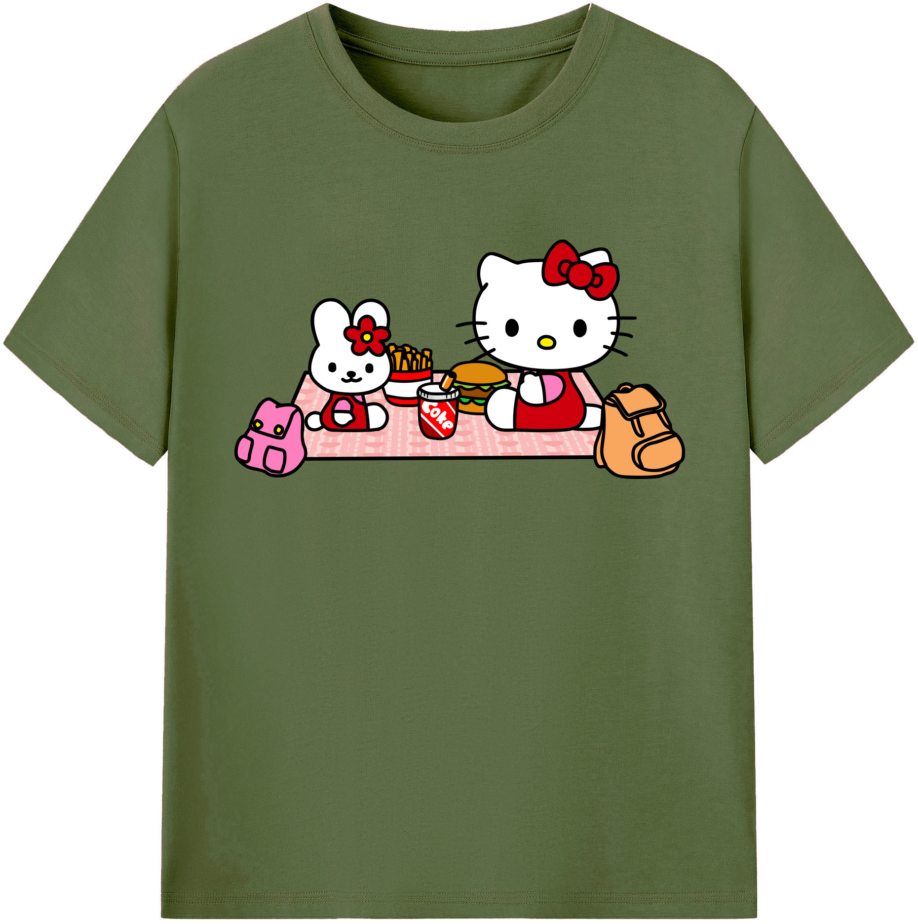 （画像用） Hello Kitty ハローキティ 綿100％半袖Tシャツ（フロントプリント）